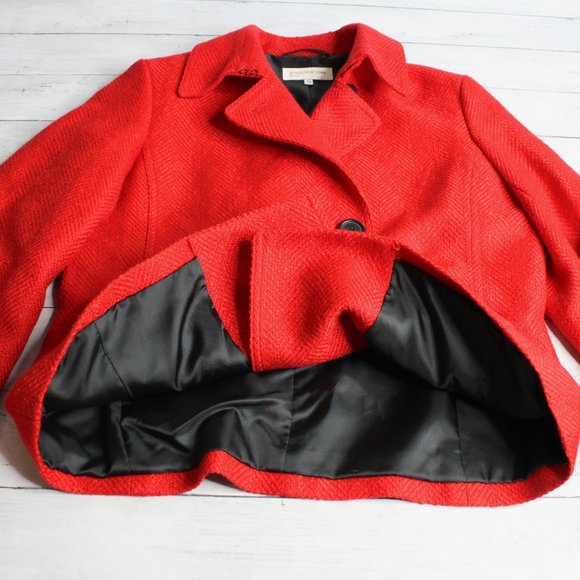Jones New York Vintage Women's Peacoat Jacket Size M Red Tweed Wool Blend - Picture 6 of 9